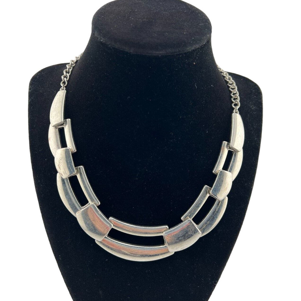 Vintage Women's Fashion Silver-Toned Adjustable Lobster‎ Metal Choker Necklace